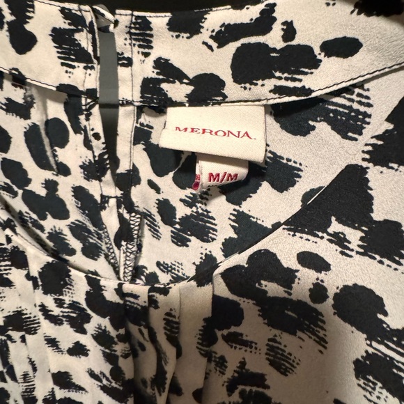 Medium - Merona summer sleeveless blouse with black and white print - Picture 4 of 10